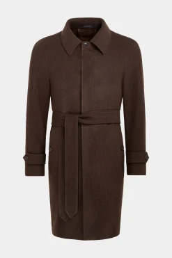 SUITSUPPLY Mantel Dunkelbraun Gürtel-Männlich Elegante Mäntel