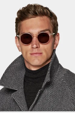 SUITSUPPLY Mantel Dunkelgrau Fischgrätmuster Gürtel-Männlich Elegante Mäntel