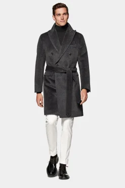 SUITSUPPLY Mantel Dunkelgrau Gürtel-Männlich Elegante Mäntel