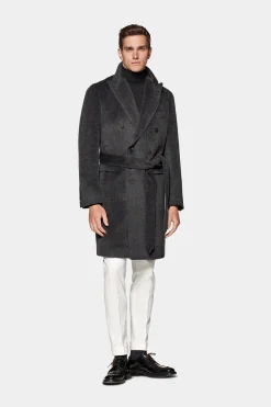 SUITSUPPLY Mantel Dunkelgrau Gürtel-Männlich Elegante Mäntel
