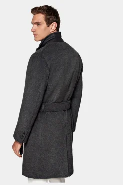 SUITSUPPLY Mantel Dunkelgrau Gürtel-Männlich Elegante Mäntel