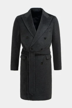 SUITSUPPLY Mantel Dunkelgrau Gürtel-Männlich Elegante Mäntel