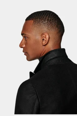 SUITSUPPLY Mantel Schwarz-Männlich Elegante Mäntel