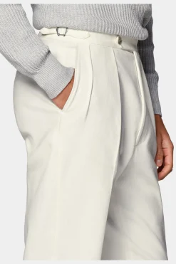 SUITSUPPLY Mira Hose Off-White Bundfalte-Männlich Elegante Hosen
