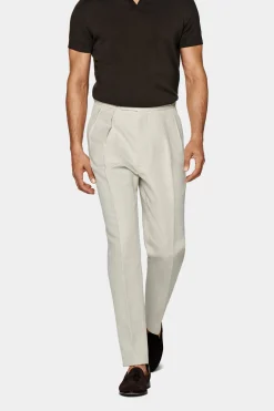 SUITSUPPLY Mira Hose Sand Bundfalte-Männlich Elegante Hosen
