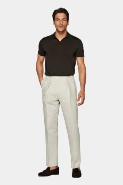SUITSUPPLY Mira Hose Sand Bundfalte-Männlich Elegante Hosen