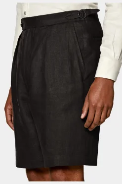 SUITSUPPLY Mira Shorts Dunkelbraun Bundfalte-Männlich Shorts