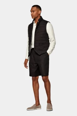SUITSUPPLY Mira Shorts Dunkelbraun Bundfalte-Männlich Shorts