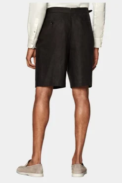SUITSUPPLY Mira Shorts Dunkelbraun Bundfalte-Männlich Shorts