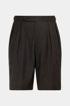SUITSUPPLY Mira Shorts Dunkelbraun Bundfalte-Männlich Shorts