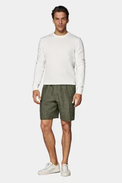 SUITSUPPLY Mira Shorts Dunkelgrün Bundfalte-Männlich Shorts