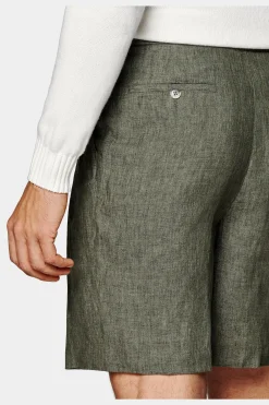 SUITSUPPLY Mira Shorts Dunkelgrün Bundfalte-Männlich Shorts