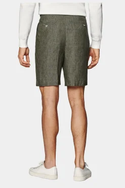 SUITSUPPLY Mira Shorts Dunkelgrün Bundfalte-Männlich Shorts