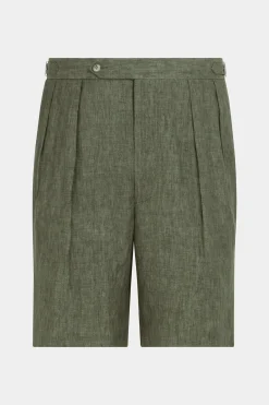 SUITSUPPLY Mira Shorts Dunkelgrün Bundfalte-Männlich Shorts
