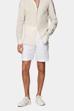 SUITSUPPLY Mira Shorts Weiß Bundfalte-Männlich Shorts