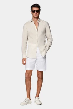 SUITSUPPLY Mira Shorts Weiß Bundfalte-Männlich Shorts