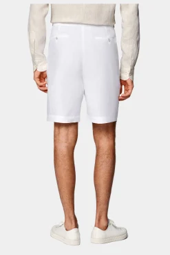 SUITSUPPLY Mira Shorts Weiß Bundfalte-Männlich Shorts