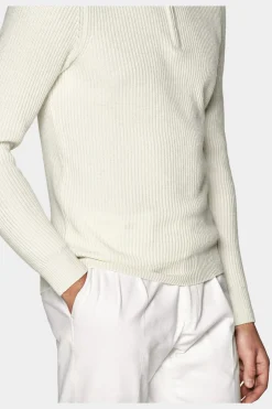 SUITSUPPLY Off-White Halber Reißverschluss-Männlich Cardigans & Troyer