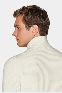SUITSUPPLY Off-White Halber Reißverschluss-Männlich Cardigans & Troyer