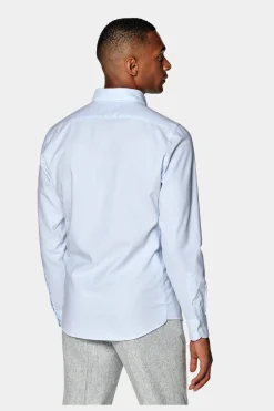 SUITSUPPLY Oxford Hemd Hellblau Gestreift Washed Slim Fit-Männlich Casual Hemden