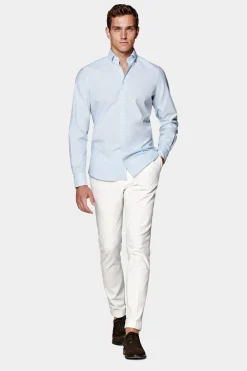 SUITSUPPLY Oxford Hemd Hellblau Washed Slim Fit-Männlich Casual Hemden
