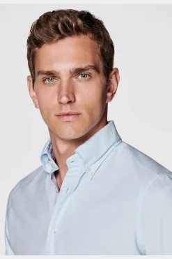 SUITSUPPLY Oxford Hemd Hellblau Washed Slim Fit-Männlich Casual Hemden