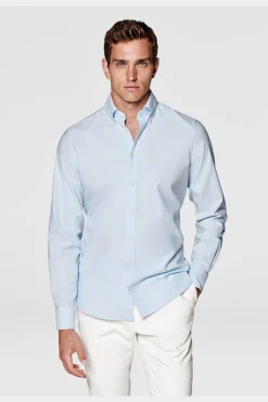 SUITSUPPLY Oxford Hemd Hellblau Washed Slim Fit-Männlich Casual Hemden