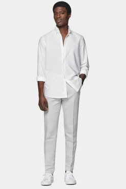 SUITSUPPLY Oxford Hemd Weiss Washed Slim Fit-Männlich Casual Hemden