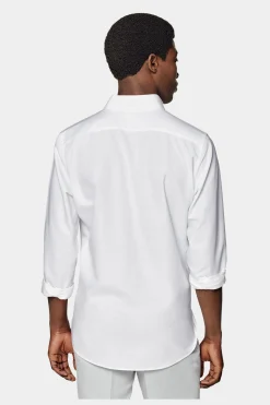 SUITSUPPLY Oxford Hemd Weiss Washed Slim Fit-Männlich Casual Hemden