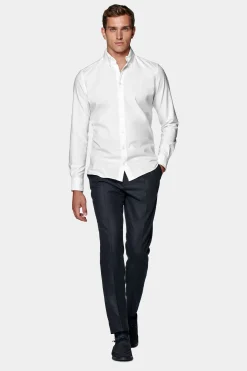 SUITSUPPLY Oxford Hemd Weiss Washed Slim Fit-Männlich Casual Hemden