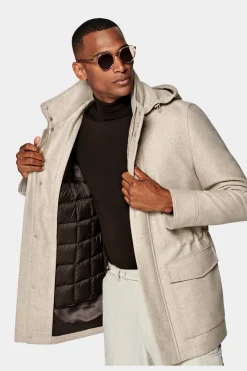 SUITSUPPLY Parka Hellbraun Gepolstert-Männlich Casual Jacken