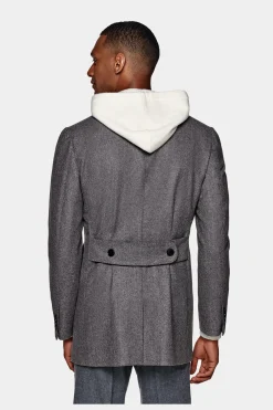 SUITSUPPLY Peacoat Hellgrau Fischgrät-Muster-Männlich Elegante Mäntel