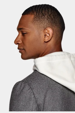SUITSUPPLY Peacoat Hellgrau Fischgrät-Muster-Männlich Elegante Mäntel