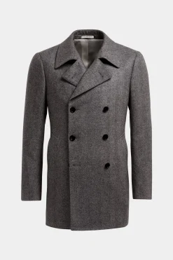 SUITSUPPLY Peacoat Hellgrau Fischgrät-Muster-Männlich Elegante Mäntel