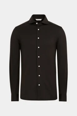 SUITSUPPLY Piqué-Hemd Braun Extra Slim Fit-Männlich Casual Hemden