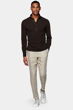 SUITSUPPLY Piquè-Popover Braun Extra Slim Fit-Männlich Casual Hemden