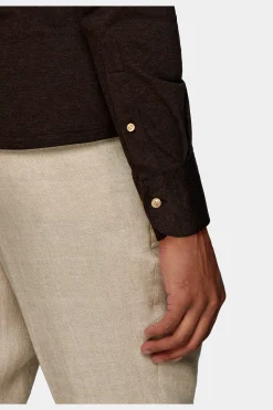 SUITSUPPLY Piquè-Popover Braun Extra Slim Fit-Männlich Casual Hemden