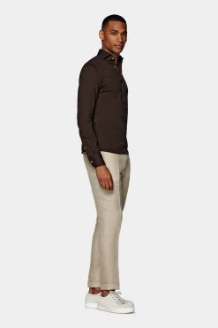 SUITSUPPLY Piquè-Popover Braun Extra Slim Fit-Männlich Casual Hemden
