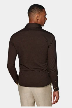 SUITSUPPLY Piquè-Popover Braun Extra Slim Fit-Männlich Casual Hemden