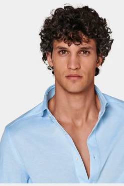 SUITSUPPLY Piqué-Popover Hellblau In Extra Slim Fit-Männlich Casual Hemden