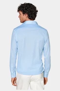 SUITSUPPLY Piqué-Popover Hellblau In Extra Slim Fit-Männlich Casual Hemden