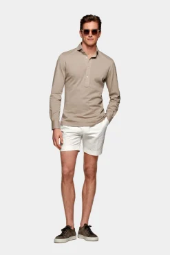 SUITSUPPLY Piquè-Popover Hellbraun Extra Slim Fit-Männlich Casual Hemden