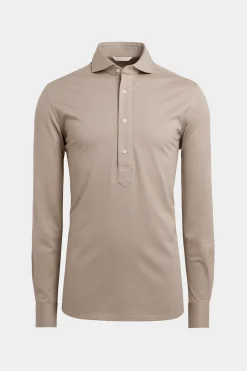 SUITSUPPLY Piquè-Popover Hellbraun Extra Slim Fit-Männlich Casual Hemden
