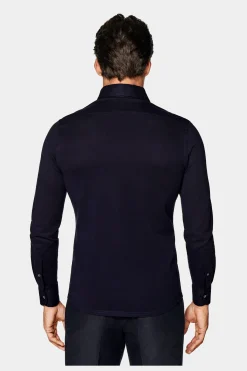 SUITSUPPLY Piqué-Popover Navy In Extra Slim Fit-Männlich Casual Hemden