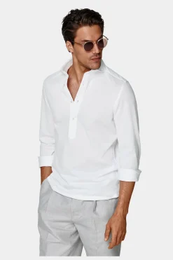 SUITSUPPLY Piqué-Popover Weiss In Extra Slim Fit-Männlich Casual Hemden