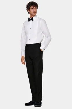 SUITSUPPLY Piqué-Smokinghemd Weiß Slim Fit-Männlich Klassische Hemden