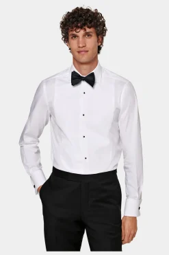 SUITSUPPLY Piqué-Smokinghemd Weiß Slim Fit-Männlich Klassische Hemden