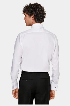 SUITSUPPLY Piqué-Smokinghemd Weiß Slim Fit-Männlich Klassische Hemden