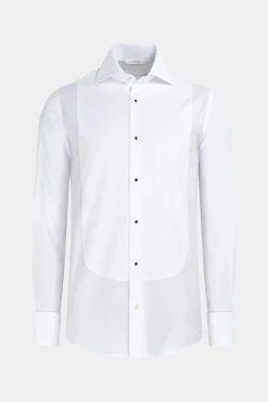 SUITSUPPLY Piqué-Smokinghemd Weiß Slim Fit-Männlich Klassische Hemden