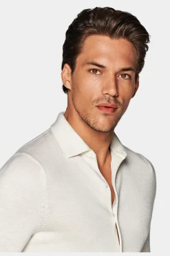 SUITSUPPLY Polo Cardigan Off-White-Männlich Poloshirts